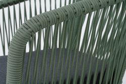 "Марсель" стул плетеный из роупа, каркас алюминий RAL6036 муар, роуп зеленый (4204) круглый tex, ткань темно-серая 027