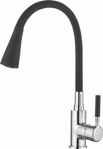 смеситель кухня LEDEME, силиконовый излив, черный+хром , L4199-2