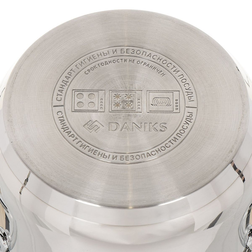 Кастрюля нерж, 2.8 л, с крыш, Daniks, Профессионал, SD-A92-18, индукц