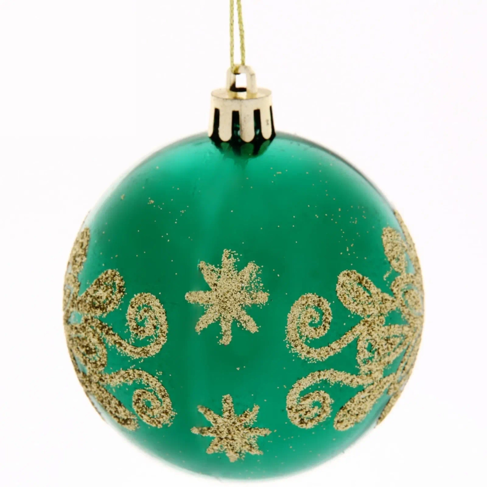 Новогодние шары 7см (набор 3 шт) «Павлиний хвост», зеленый