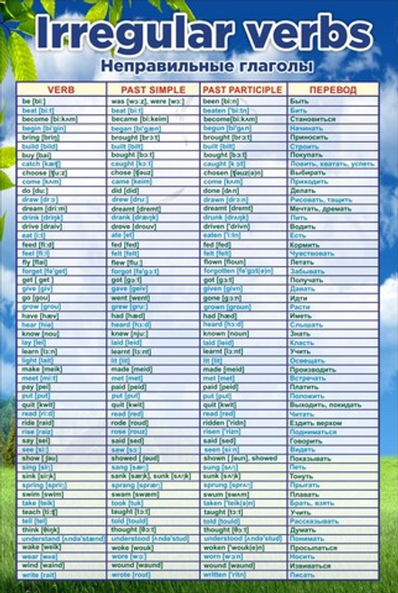 Стенд "Неправильные глаголы"