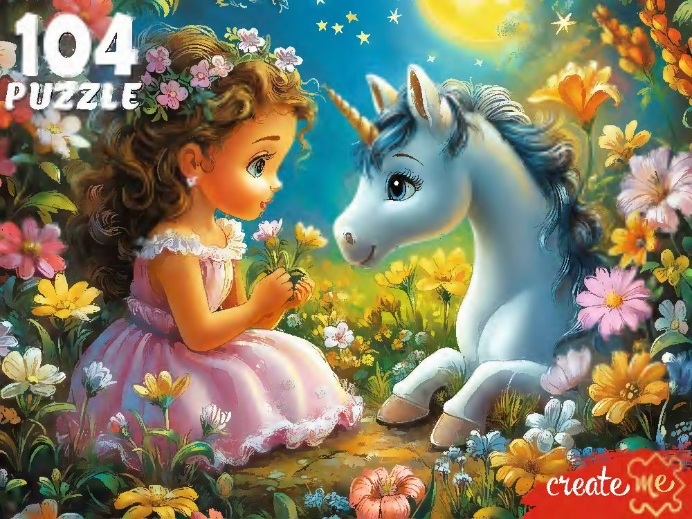 Пазлы 104 элемента 237*330мм "Маленькая принцесса и единорог"
