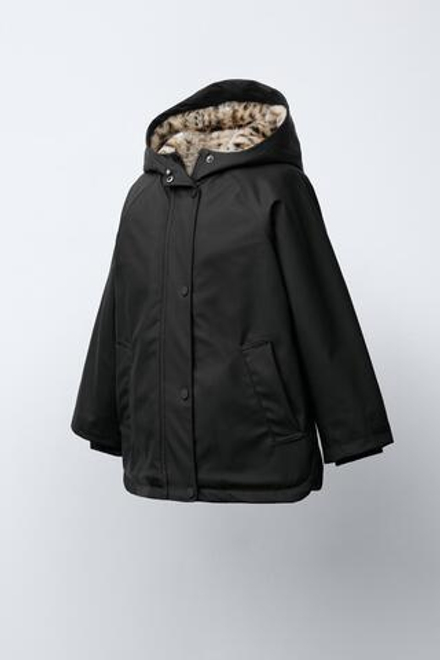 ZARA ПРОРЕЗИНЕННАЯ КУРТКА WATER REPELLENT, ЧЕРНЫЙ