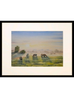 Картина авторская акварельная в паспарту 30х40 см на стену для интерьера "Утренняя идиллия"