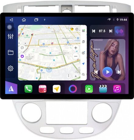 Магнитола для Chevrolet Lacetti седан/универсал, Daewoo Gentra (климат, рамка серебро) - FarCar BX877 монитор 13" 2K QLED на Android 13, TS10, 6+128, CarPlay, 4G SIM-слот