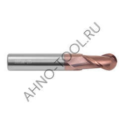 Фреза твердосплавная сферическая 20мм (L=100, l=40, хв=20) Z2 35° по стали, нерж., чугуну BRGM-2B-R1