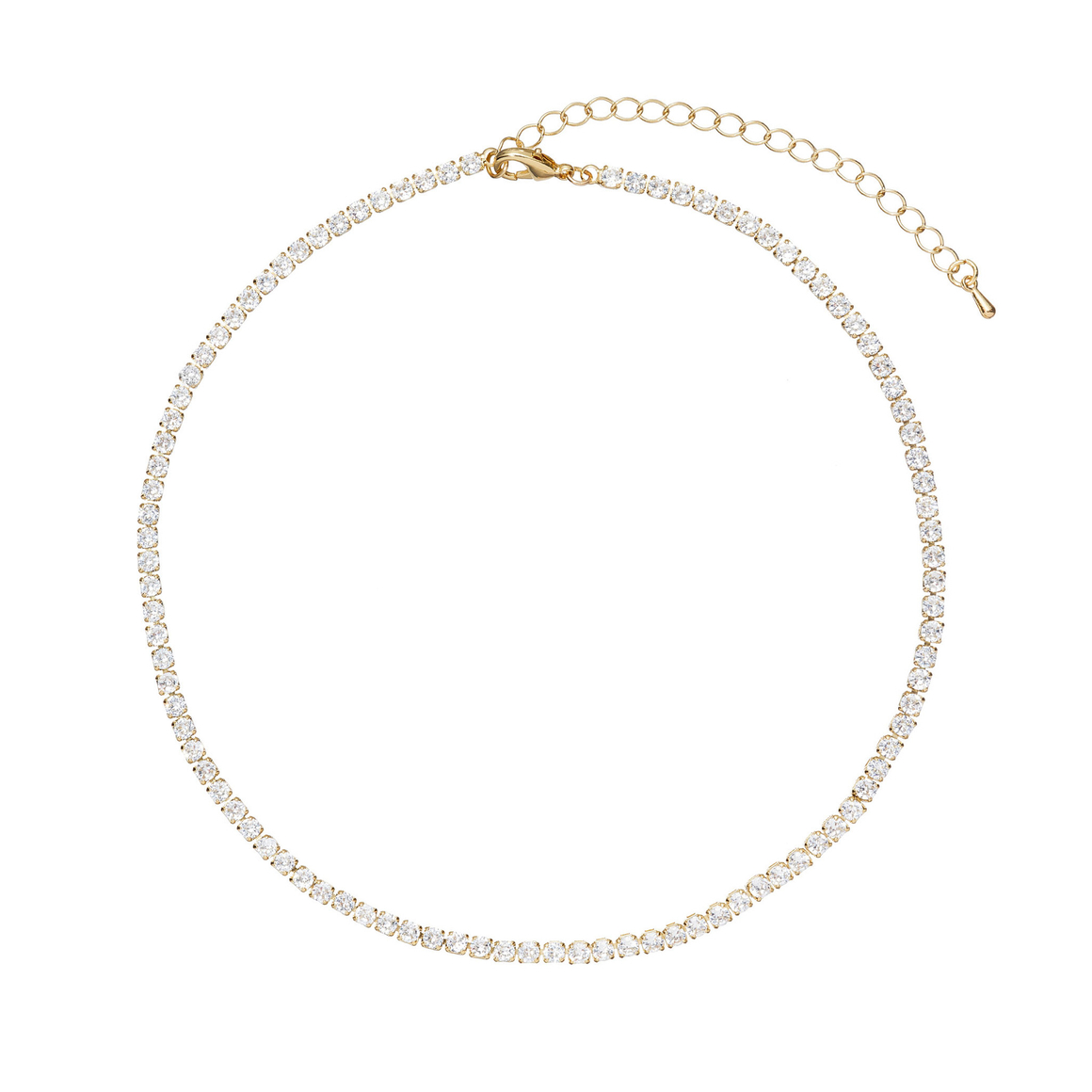 Колье-полоса цирконов, золото