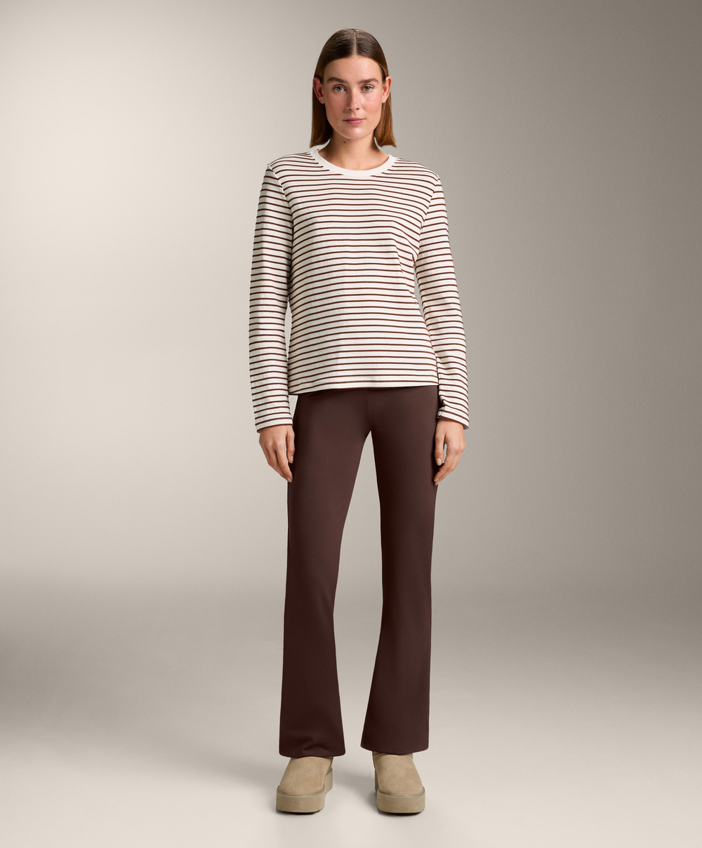 Oysho Лонгслив в полоску из смесового хлопка, коричневый