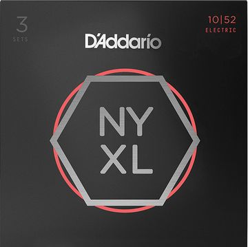 Струны для электрогитары, 3 комплекта, никелированные, Light T/Heavy B, 10-52, D'Addario NYXL1052-3P