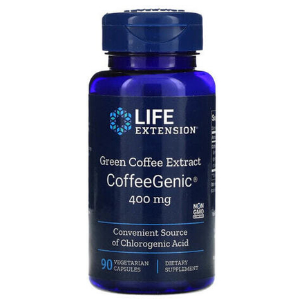 Зеленый кофе и гуарана Life Extension, CoffeeGenic, экстракт зеленого кофе 90 овощных капсул