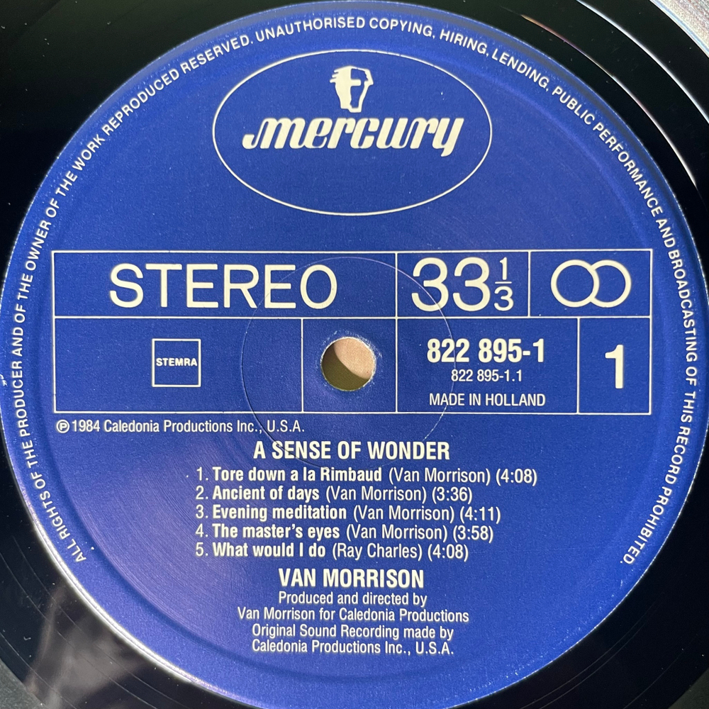 Van Morrison ‎– A Sense Of Wonder (Голландия 1984г.)