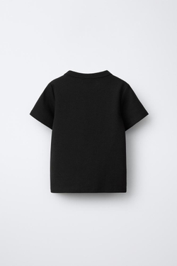 ZARA ОДНОТОННАЯ ФУТБОЛКА ИЗ ТРИКОТАЖА INTERLOCK, ЧЕРНЫЙ