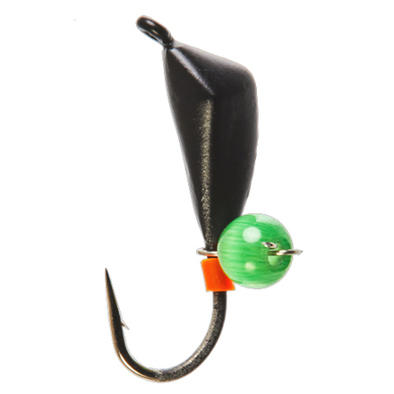 Мормышка вольфрамовая Lucky John ДРЕЙССЕНА с петелькой и бисером кошачий глаз 040/Green