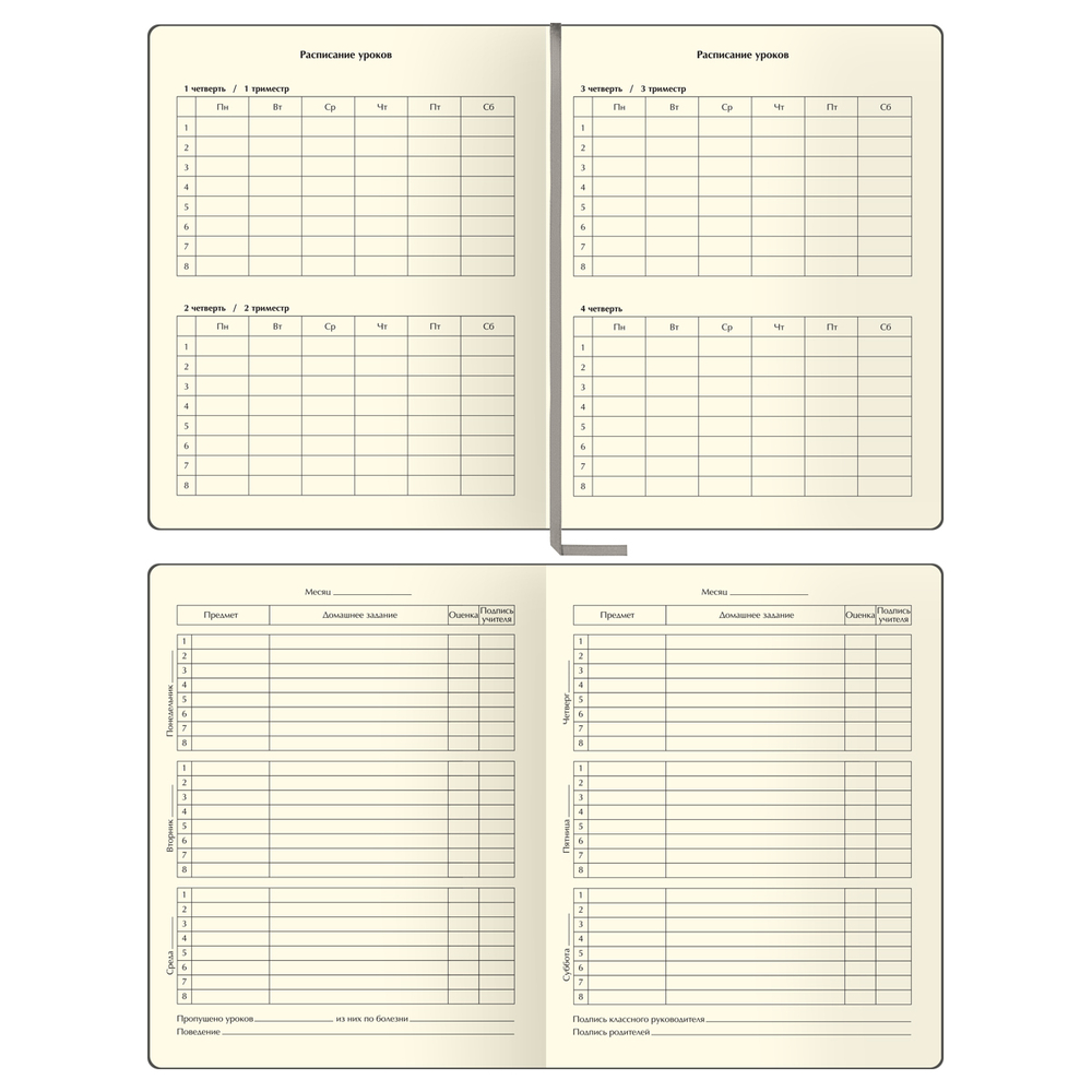 Дневник 1-11 кл. 48л. (ЛАЙТ) "Total gray", иск. кожа, тиснение, цветн. срез, ляссе, BG