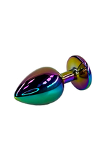 Анальная пробка с кристаллом цвета неохром (Large)