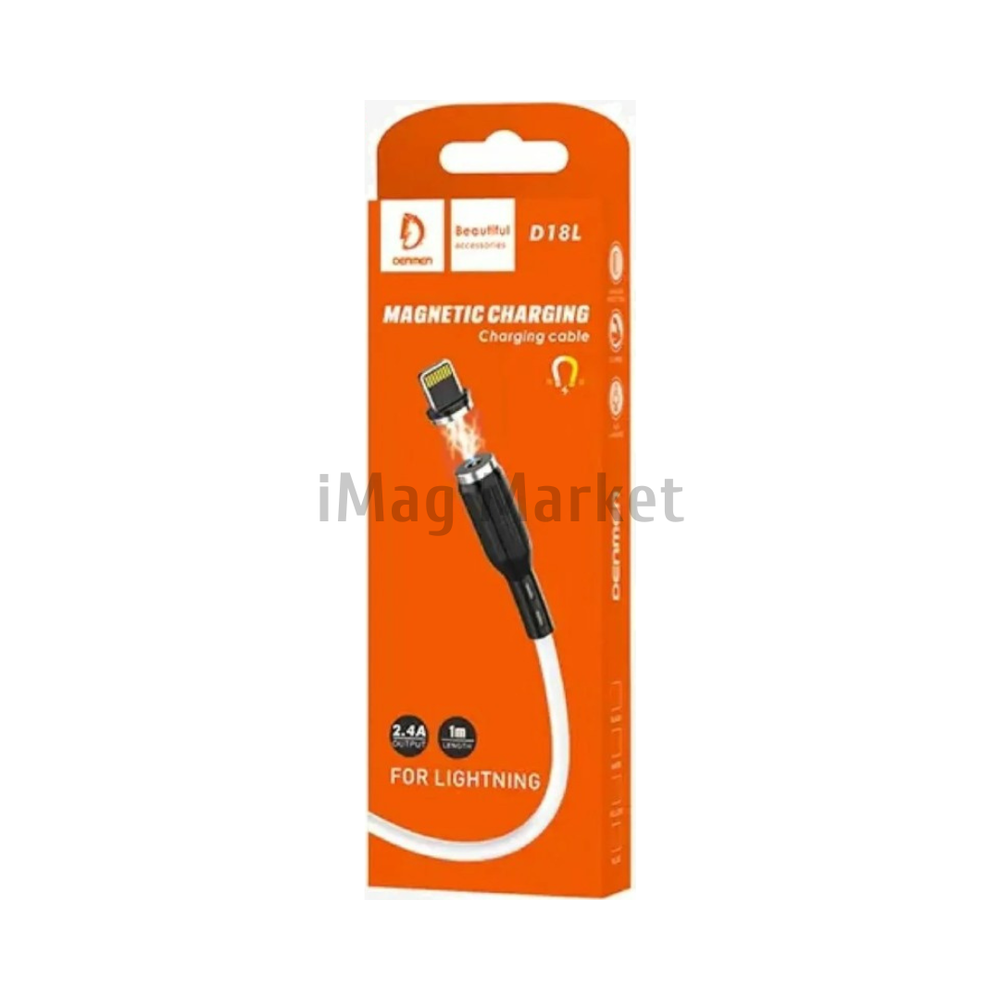 Зарядный кабель Denmen D18L, USB-A - Lightning, 2.4A, 12W, 1 м, белый