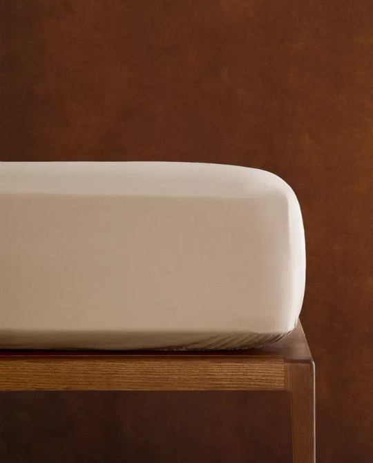 ZARA HOME ПРОСТЫНЯ ИЗ ПЕРКАЛЯ (КОЛИЧЕСТВО НИТЕЙ 300), БЕЖЕВЫЙ