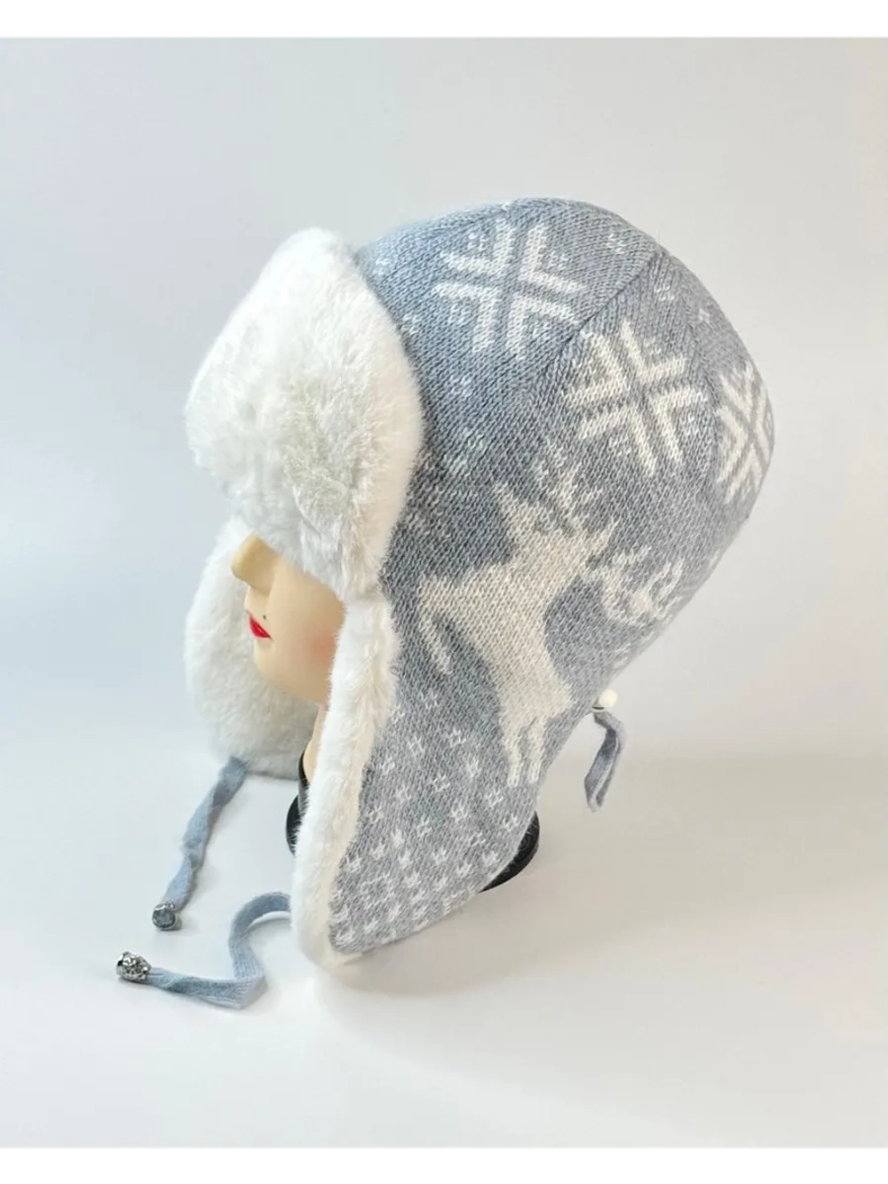 шапка зимняя ушанка вязаная с мехом