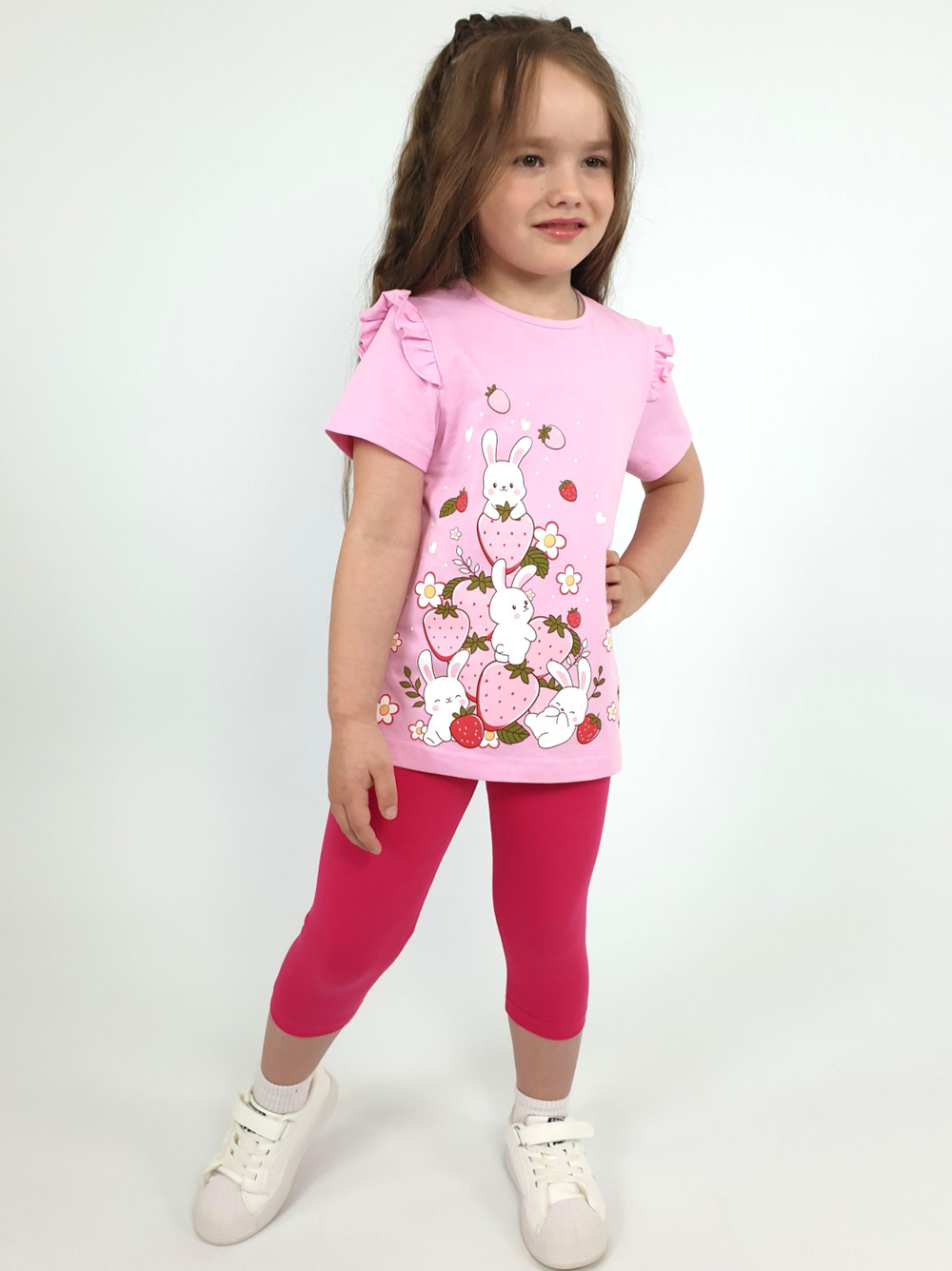 02-151-4 Комплект для девочки (футболка+ бриджи)