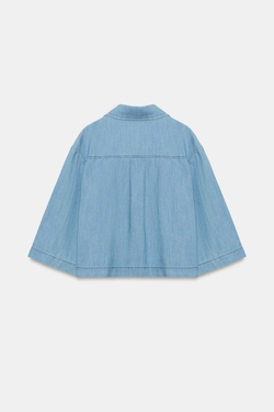 ZARA СВОБОДНАЯ БЛУЗА С V-ОБРАЗНЫМ ВЫРЕЗОМ, СИНИЙ