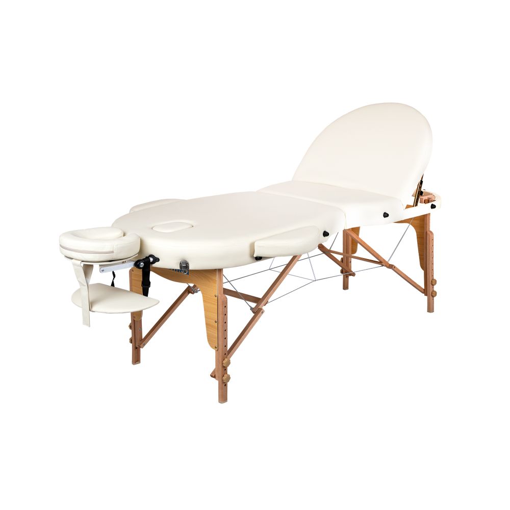 Массажный складной стол Mizomed Premium Oval 3 крем,чёрный