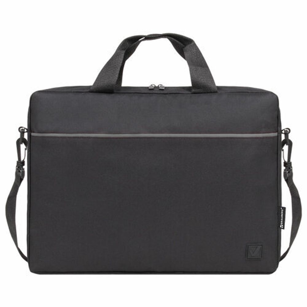 Сумка портфель BRAUBERG PRACTICAL с отделением для ноутбука 15,6", Grey line, черная, 29х40х7 см, 272604