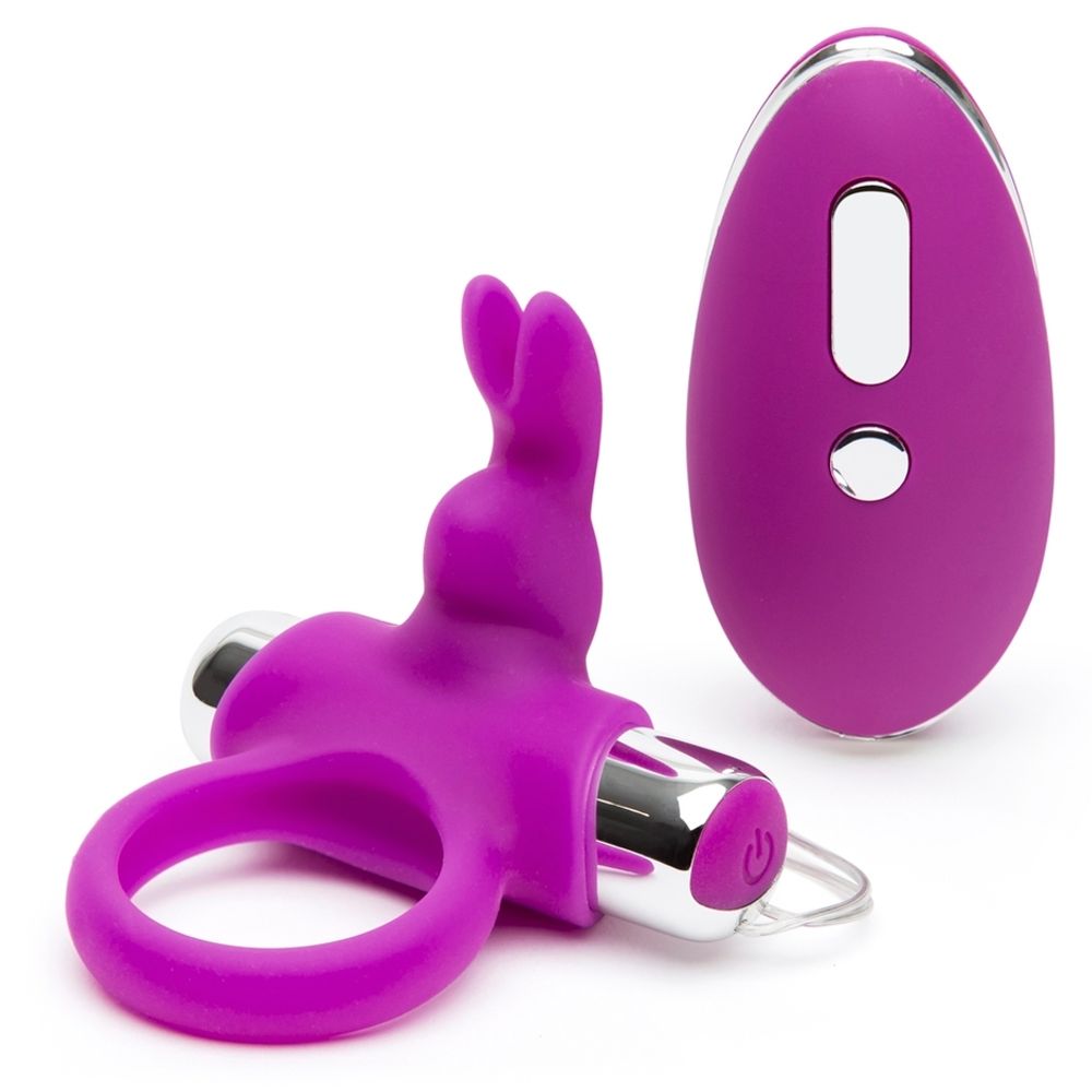 Виброкольцо Happy Rabbit с пультом, фиолетовое