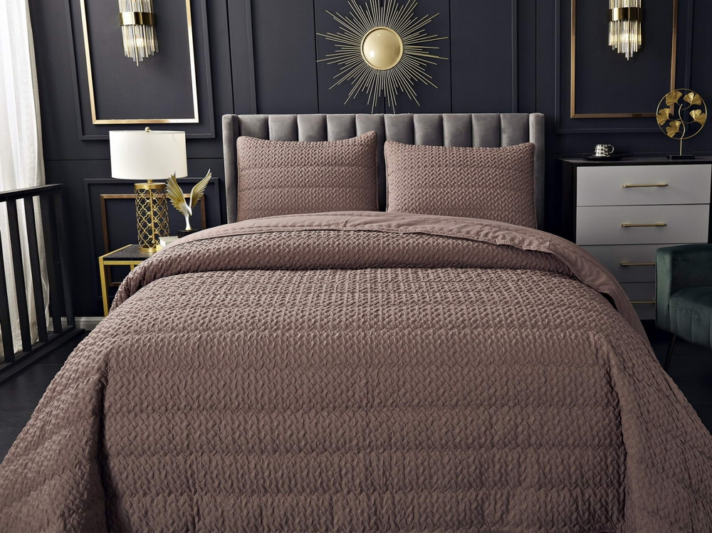 Покрывало 160х220 и наволочка 50х70 Sofi De MarkO Ирма мокко