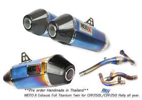 Twin Titanium Full Exhaust System for Honda CRF250L-M-Rally (2012-2020). Made in Thailand. MOTO-X V.2
