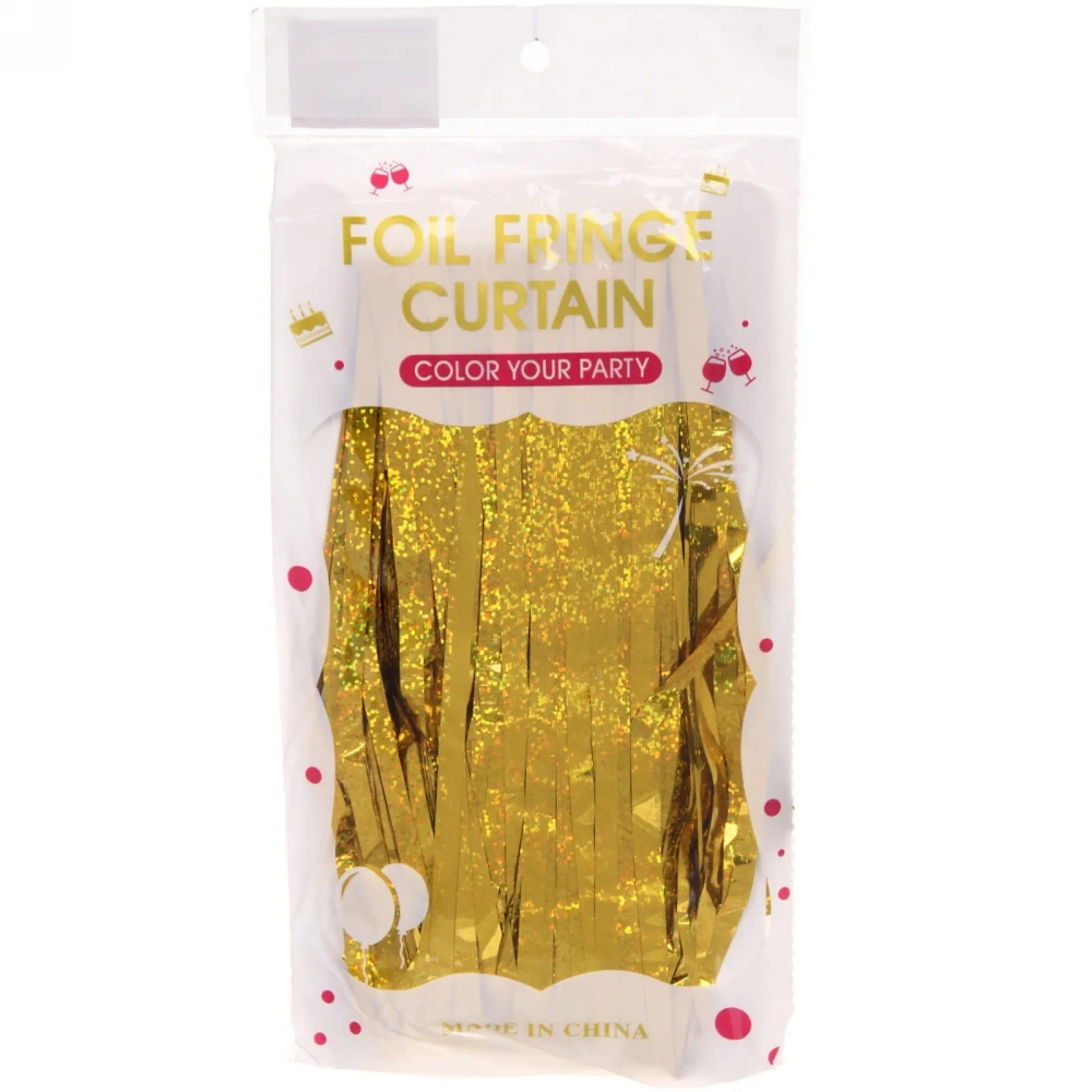 Занавес фольгированный «Дождь» ш1м, в2м (галограмма), золото