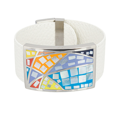 Браслет Fiore Luna на кожаном белом ремешке CB01156-6 M/S