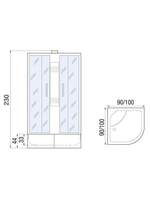 Душевая кабина МОНОМАХ  МОНОМАХ XL Б/К 90/44 C МЗ 90х90 см,  прозрачное с рисунком стекло, поддон высокий