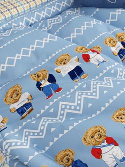 Постельное белье Сказка "Мишки/Гусиная лапка" семейное Наволочка 50х70 см 2 шт Простынь 240х215 см Пододеяльник 145х215 см(2шт) , перкаль