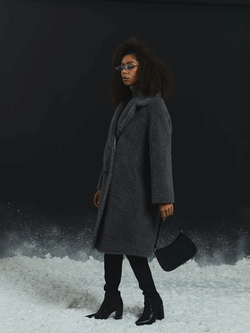 Шуба женская чебурашка тедди экомех, графитовая, SilverFox (арт. 1188-101)