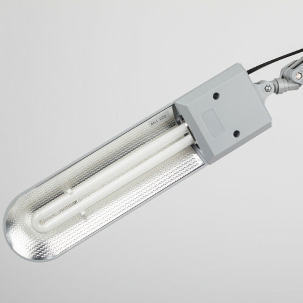 Настольный светильник ЭРА NL-202-G23-11W-GY с лампой PL на струбцине и с основанием серый