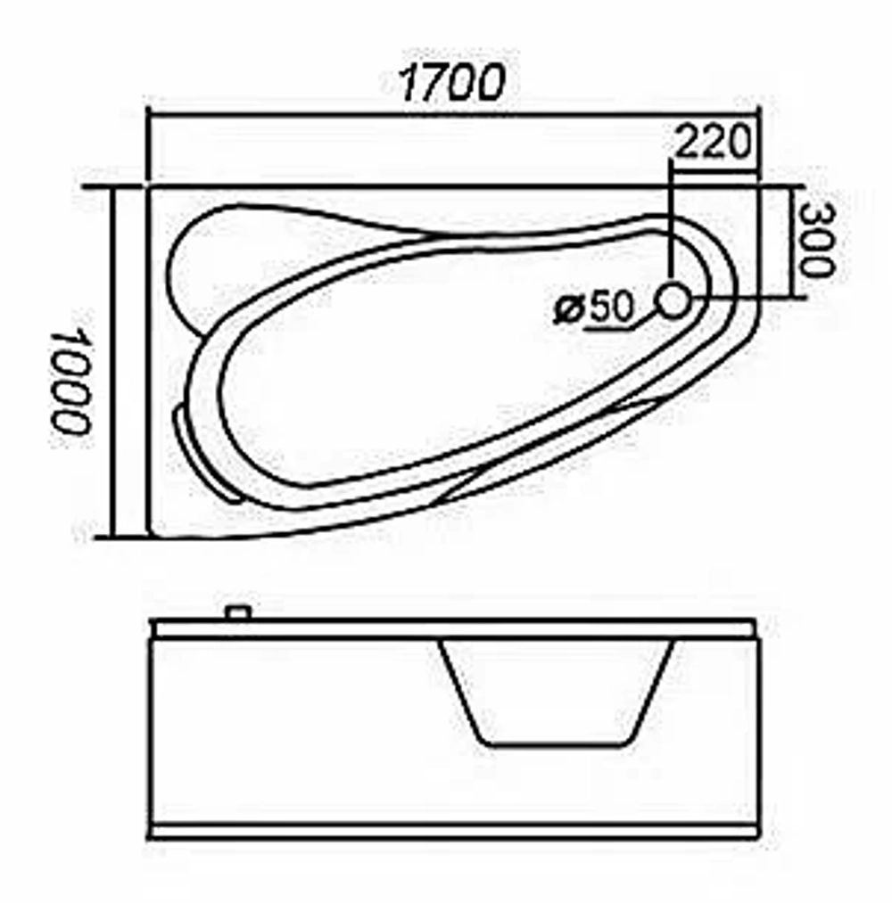 Ванна акриловая Gemy Glass Panel G9046-II B 171х100 белая с гидромассажем