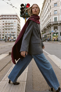 ZARA ДВУБОРТНЫЙ БЛЕЙЗЕР ОВЕРСАЙЗ, СЕРЫЙ