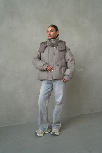 Шоколадный пуховик-трансформер на молнии