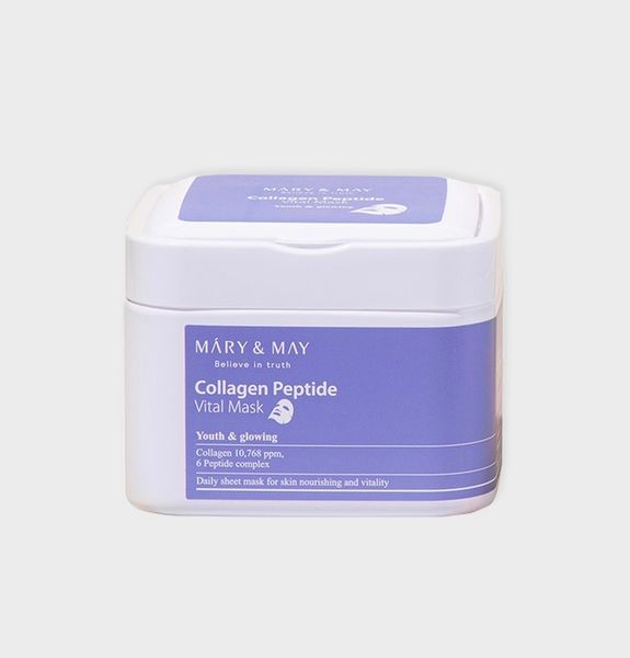 Mary & May Collagen Peptide 30 EA mask set-Таневые маски с Коллагеном и Пептидами