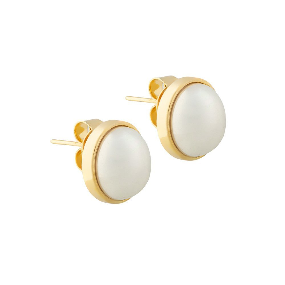 Серьги пусеты Possebon White Pearl A0976.1 BW/G