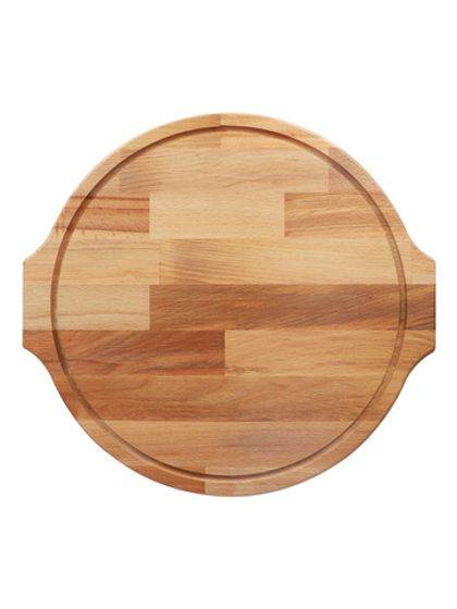 Доска круглая с ручками для пиццы и стейка 410х20 бук  8009