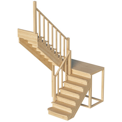 Лестница на второй этаж К-004м/3 Левая с подступенками