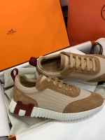 Женские бежево-коричневые кроссовки Hermes Bouncing с сеткой