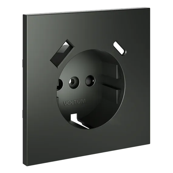 Накладка для розетки с заземлением и защитными шторками, с USB A+C, S70 (титан) vls001006