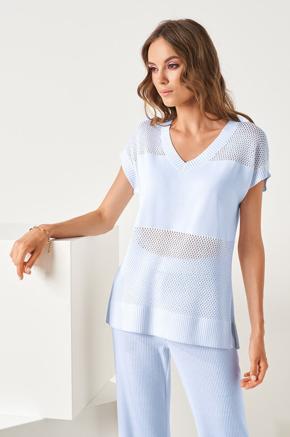 22828 Джемпер женский (жемчужно-голубой)