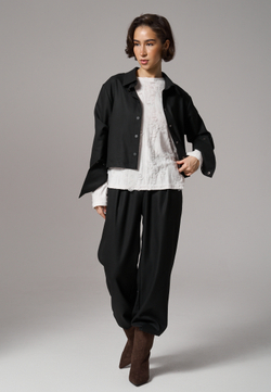 Рубашка-жакет укороченная черная