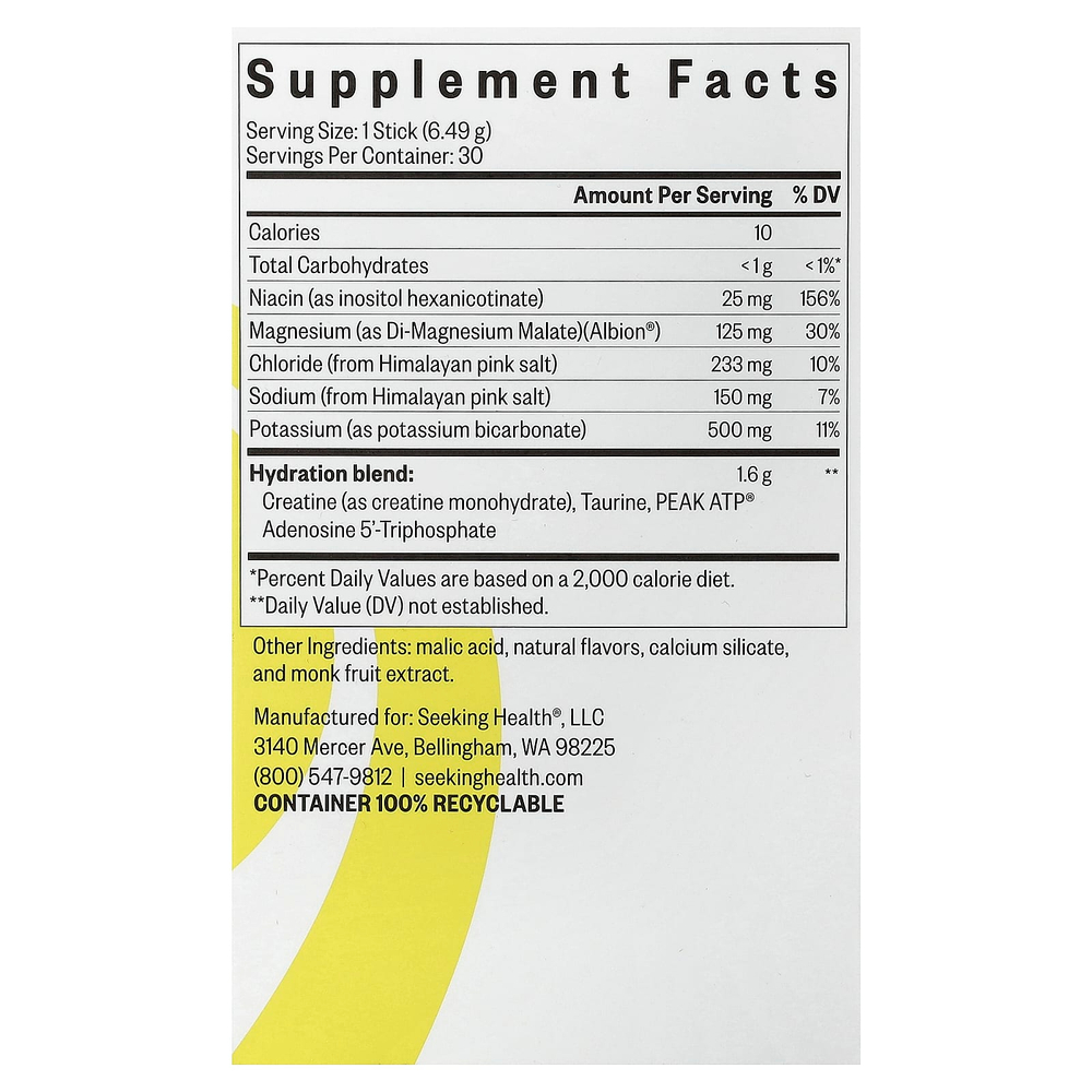 Seeking Health, Optimal Electrolyte, со вкусом лимонада, 30 пакетиков по 6,49 г (0,229 унции)