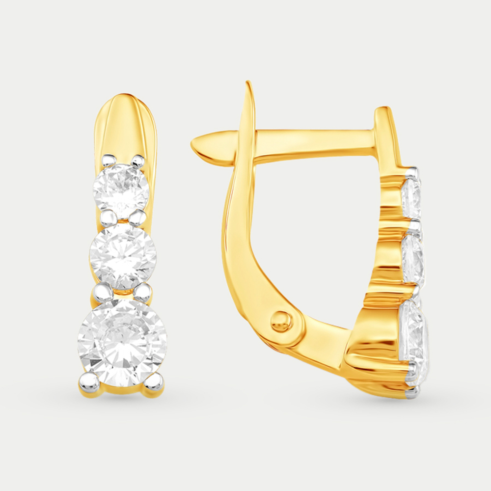 Серьги женские с фианитами из желтого золота 585 пробы (арт. С43216627)