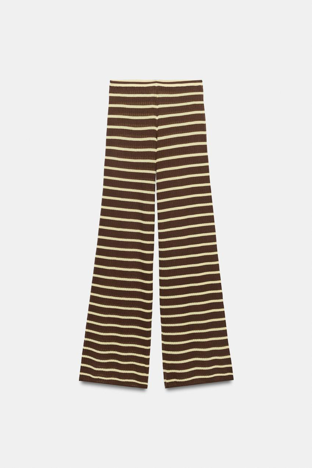 ZARA БРЮКИ В ПОЛОСКУ, КОРИЧНЕВЫЙ