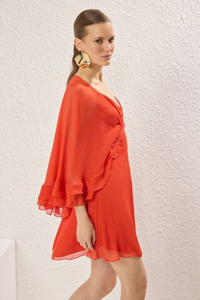 Шифоновое плетеное короткое вечернее платье с оборками А-силуэта в виде цветка граната, вечернее платье для выпускного вечера TPRSS25EL00220